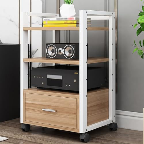 Grande supporto girevole con cassetto multiuso per giradischi a torre di archiviazione AV media mensola per soggiorno e camera da letto elegante centro di intrattenimento audio