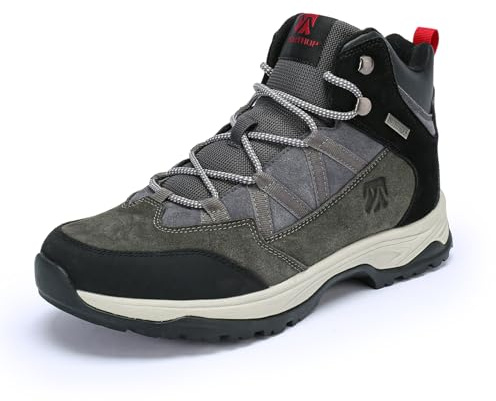 YOUTHUP Chaussures randonnée homme montantes imperméables trail outdoor | Tige hydrofuge pointe renforcée doublure velours semelle MD TPR stable crampons profonds pour trekking camping et ville