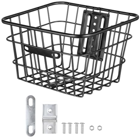 Chatonshen Cestino Bici Portapacchi Anteriore Posteriore Cesto Portaoggetti Metallo Rete Contenitore Portabagagli Funzione Resistente Adatto a Uso Esterno