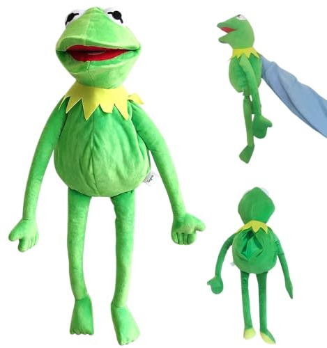 Foreverup Kermit Frog Puppet, 60cm Frog Hand Puppets with Working Mouth, Soft Hand Frog Stuffed Plush Toy, Soft Frogs Puppets Doll Gift for Children Kids Adults Birthday Christmas