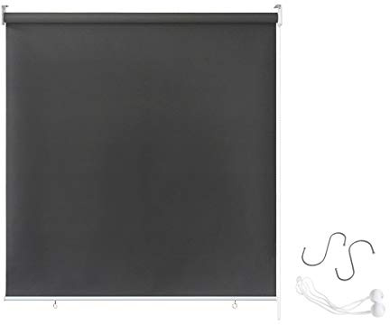 AUFUN Außenrollo Balkon Outdoor Rollo Wetterfest 140 x 140 cm Anthrazit