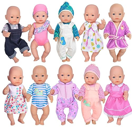 Ebuddy Doll Clothes 10 Sets Baby Doll Clothes Fit for 14-16 inch Baby Dolls，43 cm new Born Baby Dolls, 15 inch Dolls, 18 inch Dolls (Doll is not Included)