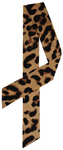 sourcing map Sciarpa sottile da donna, sottile, lunga, alla moda, con stampa leopardata, fascia per capelli, accessorio per borsa, Marrone scuro, 88x5cm/35x2