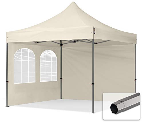 TOOLPORT Faltzelt Partyzelt 3x3m - mit 2 Seitenteilen Premium Dach Faltpavillon Pavillon Creme