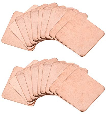 sourcing map Plat IC Dissipateur Thermique en Cuivre Chipset pour CPU GPU RAM 15 x 15 x 0.3mm 20Pcs