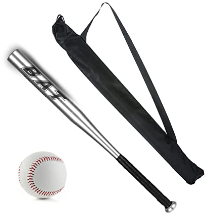 30 Zoll Baseballschläger, 76CM Aluminium Baseballschläger, Leichtgewicht, mit Ball, Aufbewahrungstasche, Silber