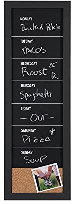 Bi-Office - Tableau Noir pour Craie et Planificateur combinés, 20 x 60 cm, Cadre noir