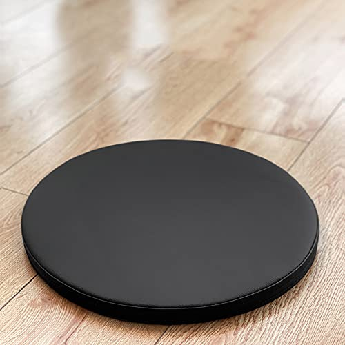 ZZZYZ Rund minnesskum sittdyna läder andningsbar stolskudde kontor tatami stol kudde meditationskudde för kontorsstol inomhusbruk – svart 35 cm (14 tum)
