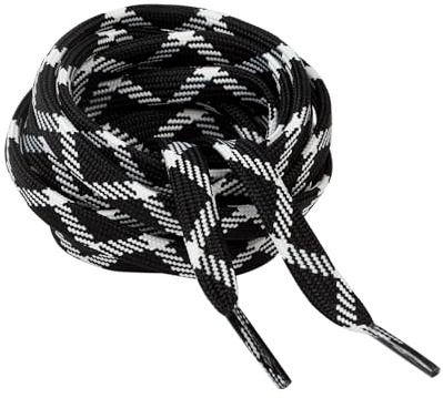 Lacets Kilter Premium Plats de 10 mm de Largeur Résistants pour Bottes de Marche, Extérieur, Mode, Travail, Chaussures de Course et Baskets, noir/blanc, 140 cm (1 Pair)