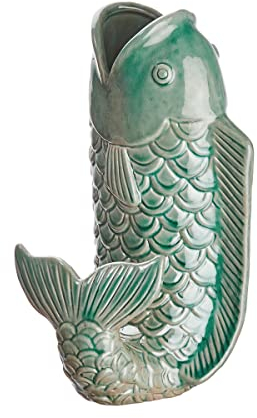 BUTLERS Vase in Fisch-Form aus Steinzeug – KOI – ästhetische Dekoration für Wohnzimmer und Tischdeko | Blumenvase für Tulpen, Rosen, Pampasgras oder Trockenblumen