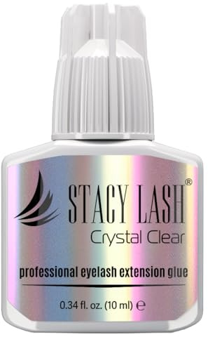 STACY LASH Crystal Clear Eyelash Extension Glue (0.34fl.oz/10ml)/1 Sec Drying Time/Retention – 8 Weeks/Transparent Adhesive/Lash Tech Supplies