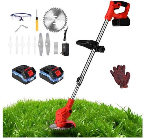 BesBet Coupe Bordure Parkside sans Fil, avec 2 Piles 20A Et 1 Chargeur Outillage De Jardin Motorisé Rétractable et Angle Réglable DéBroussailleuse sans Fil, Outils De Jardin