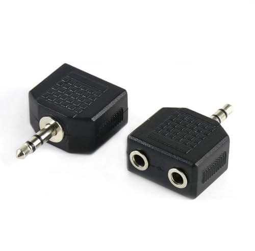 JZK 2x Splitter adattatore divisore per cuffie jack 3.5mm per telefono cellulare/lettore MP3/laptop/tablet/altoparlante/auricolare, Spina jack 3.5mm a jack doppie 3.5mm, adattatore audio stereo