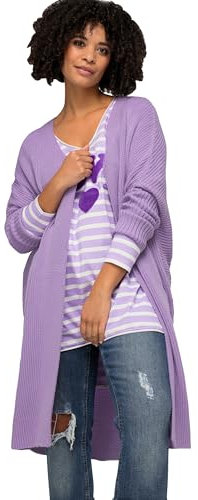 Angel of Style Damen große Größen Übergrößen Plus Size Strickjacke, Oversized, offene Form, Feinstrick, V-Ausschnitt, Langarm Flieder 52 201796810-52