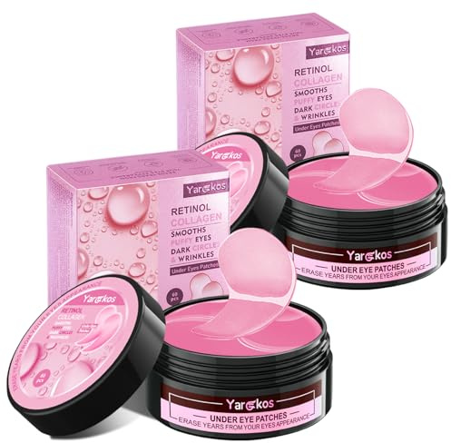 2 Stück Rosa Kollagen Hydrogel Anti Aging Augenmaske, 60 Pcs feuchtigkeitsspendende Augenpad-Maske, 30 Paar Hyaluronsäure Augenpads, Falten, Gegen Augenringe, dunkle Ringe Tränensäcke