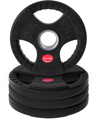 Gallant 5kg Weight Plates Set, 2 Inch Olympic Weight Plates, Rubber Coated Cast Iron with Tri Grip for Olympic Barbell Weights, (5kg weight plate x 4 = 20kg) Home Gym Strength Training