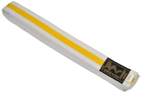 TEKKA BUDO Kampfsport Gürtel mit Mittelstreifen weiß-gelb 280 cm 2-farbig - Budogürtel, Karate, Judo, Taekwondo, Ju-Jutsu