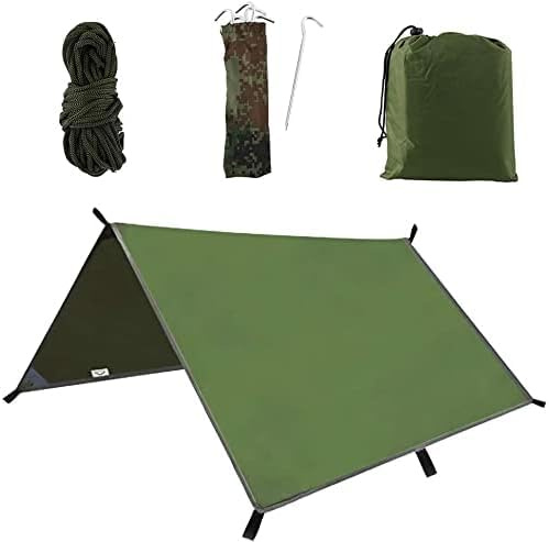 3mX3m Hammock Rain Fly Tent Tarp Waterproof Windproof Snowproof Camping Tarp Portable Anti-UV Sun Shelter Basha Sunshade Tarpaulin Mat for Snow Beach Camping Outdoor Travel