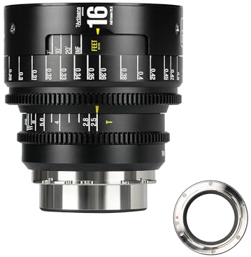 7artisans 16 mm T2.5 Infinte Series Professional full ram manuell Cine lins kompatibel med PL-montering för fotografering filmskapande, svart
