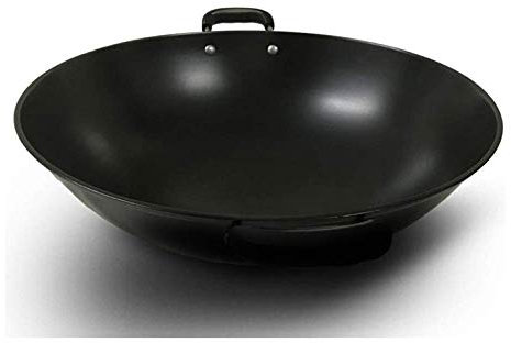 Antihaft-Eisen-Wokpfanne – große binaurale Bratpfanne für Gasherde – dickes Design, traditionelles rohes Eisen-Kochgeschirr für das Kochen zu Hause