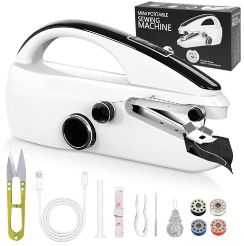 Portable Sewing Machine,Facile à Utiliser Mini Machinee a coudre électriques Portables pour débutants à deux vitesses, avec kit d'accessoires complets, Adaptée Voyages en Famille et Bricolage (FRJ)