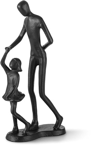 Sziqiqi Dad Birthday Gifts from Daughter: Dacning Dad and Daughter Ornament | Cast Iron, Matte Black, Sentimental Indoor Father Figurine for Father's Day, Christmas, Valentines, Father of The Bride Gifts