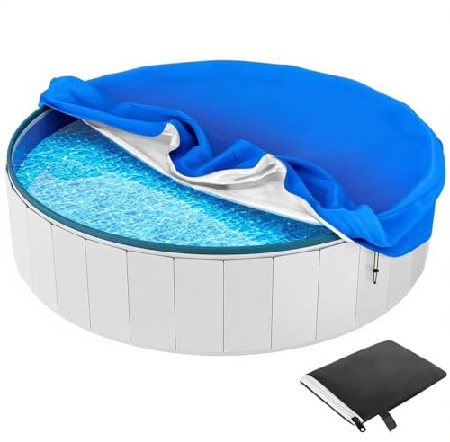 Cubierta Redonda para Piscinas, Lonas para Iscinas Oxford, Cubierta de Piscina de Verano e Invierno con Cordón y Bolsa de Almacenaje, Fácil de Instalar y Estable,Azul,190cmx30cm