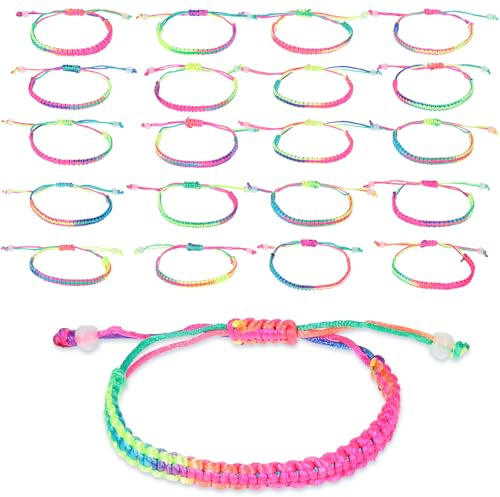 GEEHUA 20 stycken färgglada vänskapsarmband, justerbara regnbågsarmband, barn, vävda armband, handgjorda vänskapsarmband för män och kvinnor