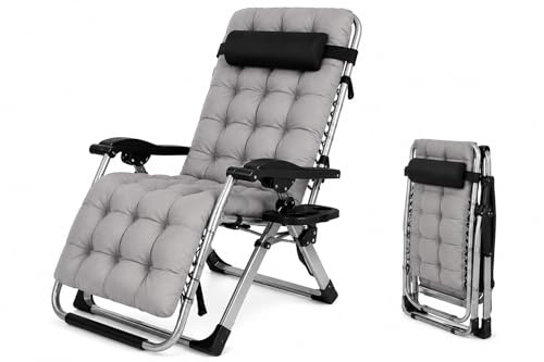 FORTEK Silla Gravedad Cero para Recuperación Postoperatoria y Personas Mayores.Reclinable y Plegable, Tumbona Acolchada para Descanso y Relax en Casa, Interior, Terraza y Jardín