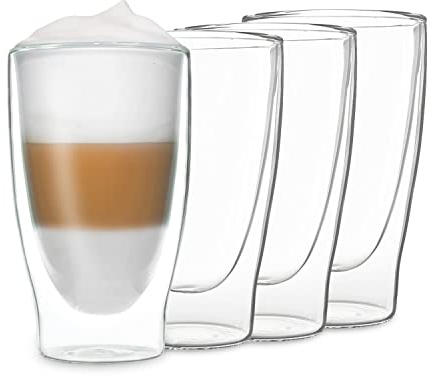 Verres Duos Feelino à double paroi, tasse thermos, pour garder les boissons chaudes ou froides plus longtemps Lot 01 : 4 x 400 ml.