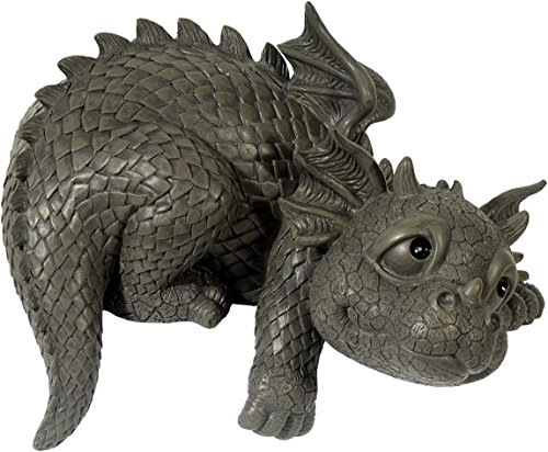 MystiCalls by Mayer Chess Figure de Jardin Dragon Assis sur Le Bord Regarde à Droite! Jardin! Figurine! Dragon!