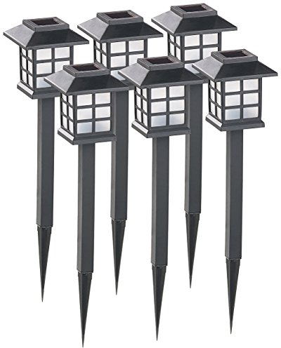 Lunartec Solarlampen Garten: 6er-Set Solar-LED-Wegeleuchten Asian mit Lichtsensor, IP44 (Solarleuchten Sets, Solarlampen Garten, Gartenleuchte Standleuchte)