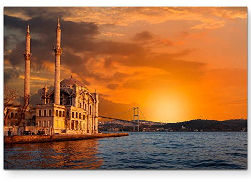 Paul Sinus Art Leinwandbilder | Bilder Leinwand 120x80cm Ortaköy-Moschee bei Dämmerung – Istanbul