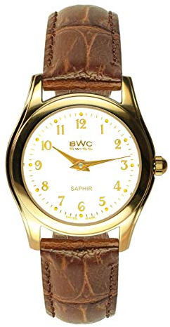 BWC Swiss Damen Uhr Analog Quarz mit Leder Armband 200395112