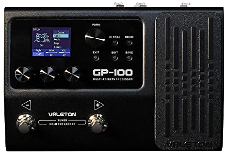Valeton Gitarren Effektpedal Multi-Effekte Prozessor mit Expression Pedal 140 integrierte Effekte 198 Presets Looper Amp Modeling Drum Unterstützung IR OTG von Drittanbietern für Live Streaming GP-100