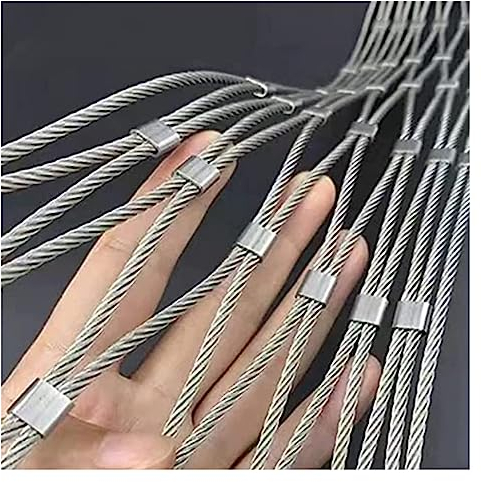 DTVEW Flexibles Seil-Geländer-Netz, 304 Edelstahl-Seilnetz, Beweglicher Begrenzungszaun Ohne Strom Bauernhof-Fußballfeld-Schutzbegrenzungs-Gartennetz(0.8x2m)