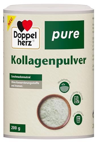 Doppelherz pure Kollagenpulver - geschmacksneutral - leicht löslich - ohne Konservierungsstoffe und Aromen - kontrollierter Rohstoff aus Weidehaltung - 200 g