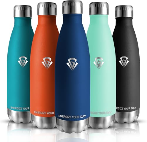 Grsta Botella Agua Acero Inoxidable, Botella Termica 500ml, Botella Gimnasio sin BPA, Cantimplora Termica para Niños, Adultos, Gym, Escuela, Deportiva, Ciclismo