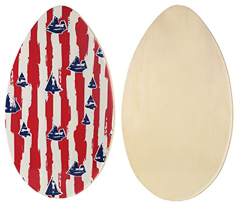 HQO LOVL Skimboard 35 inch Skim Board for Kids Adults Wooden Skim Boards with High Gloss Coat for Beach Skimboards for Beginners to Intermediate (Sailboat)