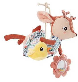 LILLIPUTIENS - Acti-nómada Stella el Ciervo - Juguete de estimulación para bebé - Ideal para el Cochecito o el Asiento del Coche - Estimulación sensorial - Desde el Nacimiento - 83521
