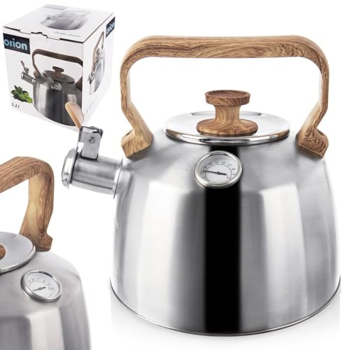 Bouilloire sifflante en acier inoxydable avec thermomètre 3,2 l