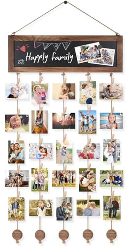 VINCOURNA Marcos Fotos Pared, Marcos Para Fotos Con Tablero De Mensajes Y 30 Pinzas Para Fotos, Marcos De Fotos Multiples, Porta Fotos Pared, Soporte Fotos Para Memoria Exposición