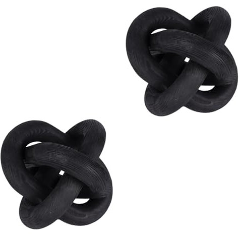 Hoement 2pcs Decorative Wooden Chain Knot Ornament for Home Art Hand-carved Rustic Link Decor for Tables Bookshelves and Living Spaces Unique Wooden Craft for Stylish Home Decor