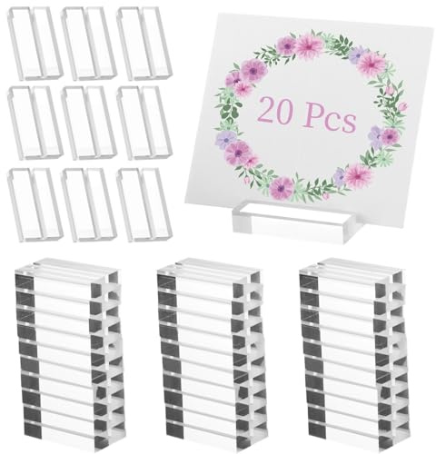 Portatarjetas de acrílico transparente, paquete de 20 soportes para números de mesa para bodas, fiestas y banquetes