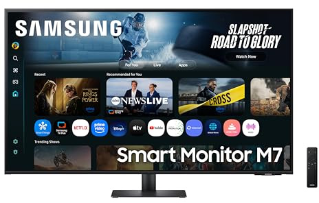 Samsung LS43FM702UUXXU 43 4K Ultra HD HDR10 Smart Monitor with Speakers - 3840x2160, USB-C, HDMI, WiFi, Bluetooth, Smart Hub for TV streaming, Catch Up Apps and Gaming Hub