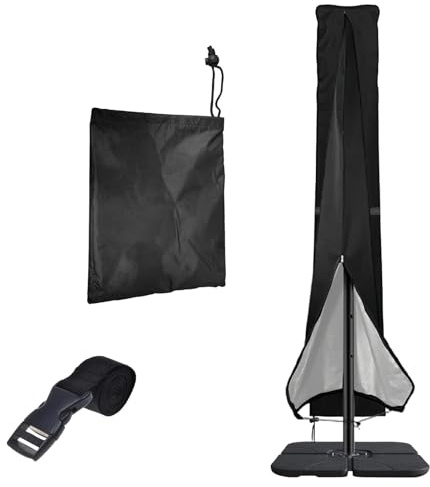 LINTRA Copri Ombrellone, Tessuto Oxford 210D Copriombrellone da Esterno Impermeabile, Impermeabile Nero Copertura Ombrellone, 240 × 57 cm, per Ombrellone da Giardino, Piscina, Mercato