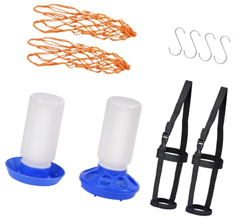 Geavonyg Set Mangime a Prova Fuoriuscite per Pollame per La Cura del Bestiame Piccola Strumento Alimentazione Mangiatoia per Polli in Plastica