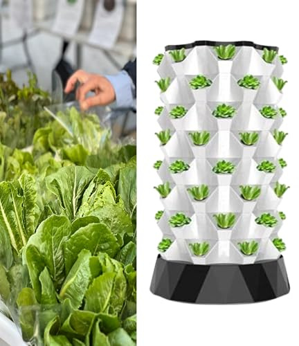 Kit de sistema de jardín de torre de cultivo hidropónico vertical, 48/64/80 puntos de cultivo para verduras, hierbas y fresas