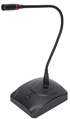 Omquot Microfono a collo di cigno di alta qualità, regolabile, posizione a 360 gradi, per conferenze, registrazioni radio, con ABS nero chiaro + metallo