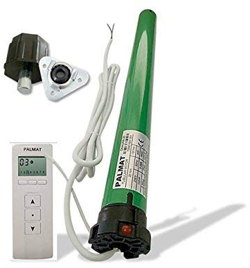 PALMAT Motor Tubular de Persiana con Control de Radio Integrado que incluye un mando a distancia de 8 canales (SW60 / 45 capacidad de elevación + Adaptador)